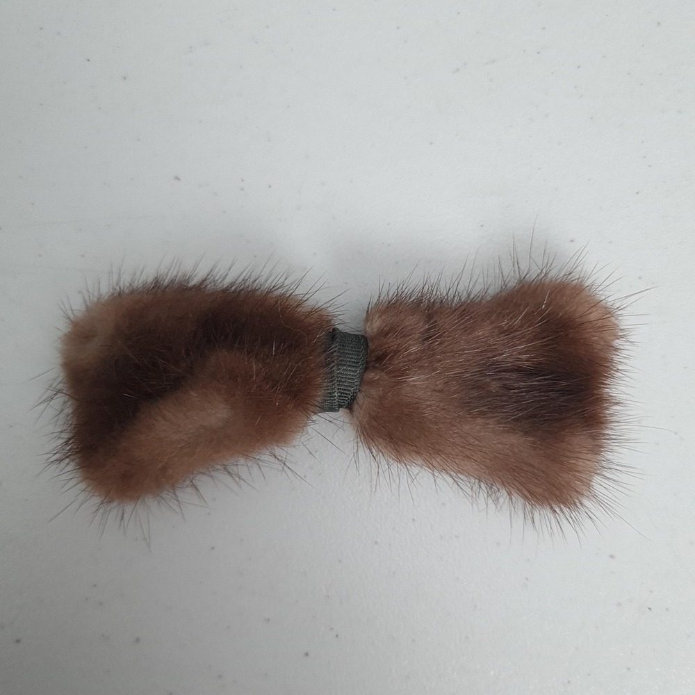 Vintage Ormond Hair Bow Womens One Size Brown Fur Barrette Clip NYC Retro